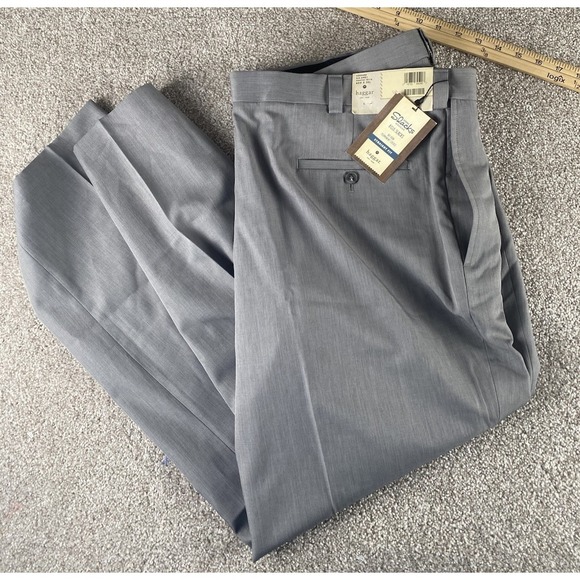 Haggar Other - Haggar Heather Atria Grey Men 42x30 Eclo Slacks Non Iron Straight Fit Flat Front